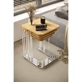 Home Plus Mobilya 4'lü Tekerlekli Zigon Sehpa Gümüş Ayak Atlantik Çam 18 mm MDF Modern Tasarım 60 cm Yükseklik - Gümüş Atlantik Çam