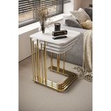 Home Plus Mobilya 4'lü Zigon Sehpa Gold Ayak Parlak Beyaz 18 mm Mdf - Gold Beyaz