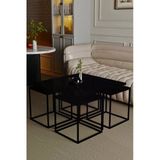 home plus mobilya Bissau 5'li Siyah İskelet Siyah Mat Mdf Orta Sehpa & Zigon Sehpa & Yan Sehpa & Bohem Sehpa Takımı