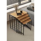 Home Plus Mobilya Defne 4' lü Zigon Sehpa Siyah Ayak Modern Tasarım Atlantik Çam 18 mm MDF 50x33 cm - siyah atlantik çam