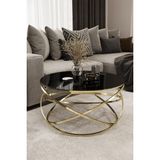 Home Plus Mobilya Gezegen Orta Sehpa Gold Kaplama Siyah Ayna - GOLD SİYAH