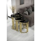 home plus mobilya Himalaya Piyano 3'Lü Gold Siyah Zigon Sehpa Takımı