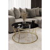 Home Plus Mobilya Kum Saati Orta Sehpa Gold Kaplama Siyah Ayna - GOLD SİYAH