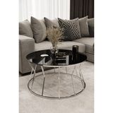 Home Plus Mobilya Kum Saati Orta Sehpa Gümüş Kaplama Siyah Ayna - GÜMÜŞ SİYAH