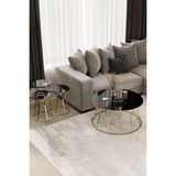 Home Plus Mobilya Kum Saati Orta Sehpa & Zigon Sehpa Set Gold Kaplama Siyah Ayna - GOLD SİYAH