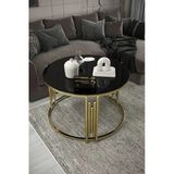 Home Plus Mobilya Piyano Gold Siyah Tekli Orta Sehpa Takımı