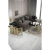 Home Plus Mobilya Piyano Set Orta Sehpa Takımı Gold Siyah - 75 x 75
