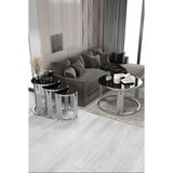 Home Plus Mobilya Piyano Set Orta Sehpa Takımı Gümüş Siyah - 75 x 75