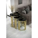 Home Plus Mobilya Posedion Piyano 3'Lü Gold Siyah Zigon Sehpa Takımı