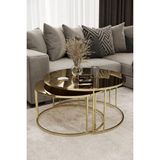 Home Plus Mobilya Yavrulu 1+1 Orta Sehpa Gold Kaplama Bronz Ayna - GOLD BRONZ
