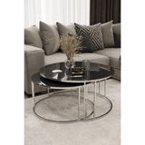 Home Plus Mobilya Yavrulu 1+1 Orta Sehpa Gümüş Kaplama Füme Ayna - GÜMÜŞ FÜME