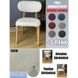 Home Polo Sandalye Kılıfı 6 Adet Lüx Bohem Kumaş Çok Kalın %100 Pamuk - 45 x 45 cm - Krem