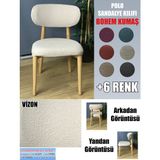 Home Polo Sandalye Kılıfı 6 Adet Lüx Bohem Kumaş Çok Kalın %100 Pamuk - 45 x 45 cm - Vizon