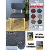 Home Polo Sandalye Kılıfı Lüx Bohem Kumaş Çok Kalın %100 Pamuk - 45 x 45 cm - Antrasit