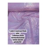 Home Pul payet Kumaş 3 mm Giyimlik, Şalvar, Masa örtüsü, kırlent, vb. işlemler için uygundur ( Lila hologram 200 x 140 )