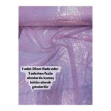Home Pul payet Kumaş 3mm Giyimlik, Şalvar, Masa örtüsü, kırlent vb. işlemler için uygundur ( Lila hologram 50 x 140 )