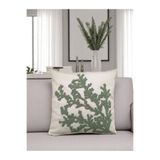 Home Punch Nakışlı Kırlent Kılıfı | Mercan Desenli Kırlent Kılıfı | Yeşil Mercan | 43x43 Cm