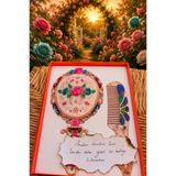 Home Rose Gold Gül Desenli Katlanabilir Ayna ve Tarak Seti | Vintage Hediyelik El Aynası | Hediye Kutulu