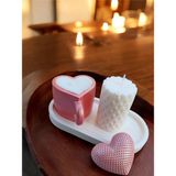 Home 'sevginiz Serviste!' Set 2- (Sunumluklu Kalpli Kupa Mum & Silindir Mum & Kalp Obje Set) - Pembe