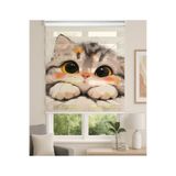 Home Sevimli Büyük Gözlü Kedi Desenli Baskılı Zebra Stor Perde