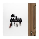 Home Siyah Metal Dekoratif Anahtar Askılığı - Pano Askılığı Home Yazılı Dekoratif Anahtarlık
