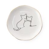 HOME SMILE Kedi Yüzük Tabak Takı Tepsisi, Kedi Severler için Noel Hediyeleri, Seramik Beyaz, 10 cm