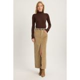 Home Store Fitilli Kadife Uzun Etek - Camel - L - XL