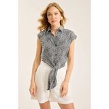 Home Store Kolsuz Sırtı Lastikli Gömlek - Füme - L - XL