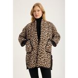 Home Store Leopar Sırtı Yıldız Varklı Ceket - Bej - S - M