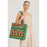 Home Store Renkli Kilim Desenli Çanta - Yeşil