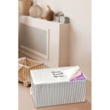 Home Sweet Home Baskılı Gri Çizgili Mega Boy Baza Altı Kazak Pike Battaniye Hurcu 74x46x46 Çok Renkli