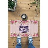 Home Sweet Home Çiçekli Dekoratif Kapı Önü Paspası 45X70 - Abanoz