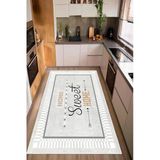 Home Sweet Home Yazılı Baskılı Kaymaz Yıkanabilir Mutfak Halısı Yolluk 80 X 250 Cm Gri