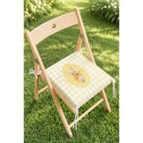 Home Tavşan Figürlü Sarı Pötikare Desenli Fermuarlı Sandalye Minderi - Vintage Mutfak ve Bahçe Sandalye M