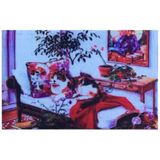 Home Trendy Koltukta Kedi Desenli Kapı Paspası, Polyester, Kaymaz PVC Taban, 45x75 cm, İç ve Dış Mekan