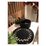 Home Turko 1 Adet Supla 1 Adet Ekmek Sepeti Takım, Jüt Supla, Amerikan Servis, Tabak Altlığı, Ekmek Sepeti Siyah