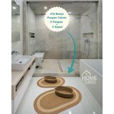 Home Turko 2'li Takım Jüt, Hasır, Paspas, Banyo Paspası, Banyo Paspas Takımı ve Banyo Sepeti - Bej