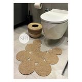 Home Turko 2'li Takım, Yıkanabilir Jüt, Hasır, Klozet Önü Paspası ve Bohem Çöp Sepeti, Banyo Paspası, Hediyelik Hasır