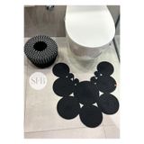 Home Turko 2'li Takım, Yıkanabilir Jüt, Hasır, Klozet Önü Paspası ve Bohem Çöp Sepeti, Banyo Paspası, Hediyelik Siyah