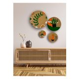 Home Turko 4'lü Takım Duvar Süsü, Duvar Tabağı, Jüt Dekor, Afrika, Bohem, Desen-2