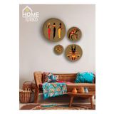 Home Turko 4'lü Takım Duvar Süsü, Duvar Tabağı, Jüt Dekor, Afrika, Bohem, Desen9