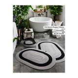 Home Turko 4'Lü Takım Jüt, Hasır, Paspas, Banyo Paspası, Banyo Paspas Takımı Ve Banyo Sepeti gri-siyah