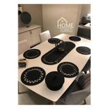 Home Turko 6 Adet Supla 1 Adet Runner 1 Adet Sepet Takım, Jüt Supla Amerikan Servis, Tabak Altlığı, Ekmek Sepet Siyah