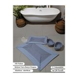 Home Turko Banyo Paspası Jüt 4'Lü Set Sepet Paspas Takım Çift Taraflı Dayanıklı Dekor Hediyelik Ev Eşyası Gri-Beyazkırçıl