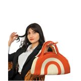 Home Turko Bohem Kadın Çantası, Jüt, Etnik Desenli, El Çantası, Jüt Çanta, Bordo-Bej