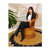 Home Turko Bohem Kadın Çantası, Jüt, Etnik Desenli, El Çantası, Jüt Çanta, Gri