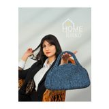 Home Turko Bohem Kadın Çantası, Jüt, Etnik Desenli, El Çantası, Jüt Çanta, Mavi