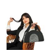 Home Turko Bohem Kadın Çantası, Jüt, Etnik Desenli, El Çantası, Jüt Çanta, Siyah-Beyaz2