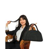Home Turko Bohem Kadın Çantası, Jüt, Etnik Desenli, El Çantası, Jüt Çanta, Siyah