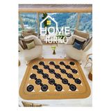 Home Turko Bohem Tasarım Jüt Moderin Desenli Çift Taraflı Kare-Dikdörtken Hasır Kilim Halı Paspas Ev Eşyası 100 x 100 HASIR-SİYAH